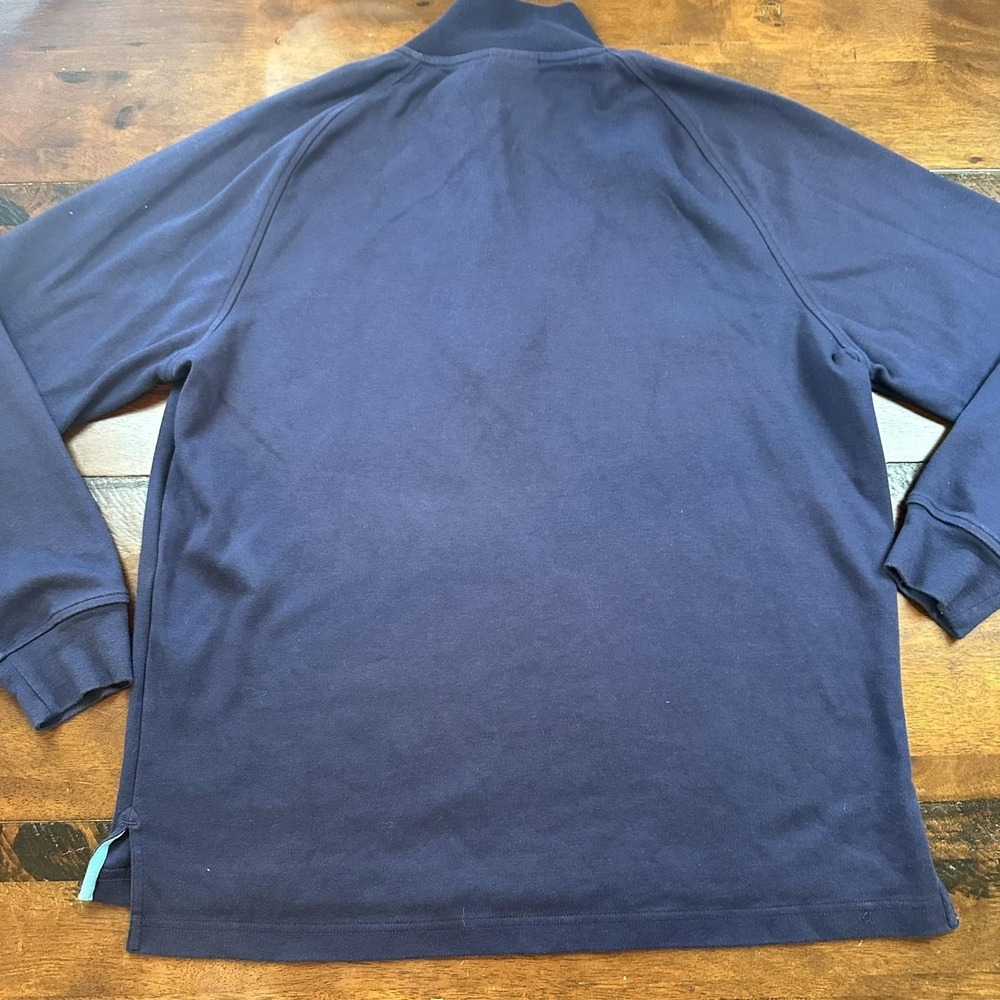Lacoste Sweater Mens Large Navy Quarter Zip Cotton Pullover Mock Neck Croc Logo - Picture 7 of 9
